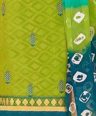 Green embroidered cotton unstitched salwar 3
