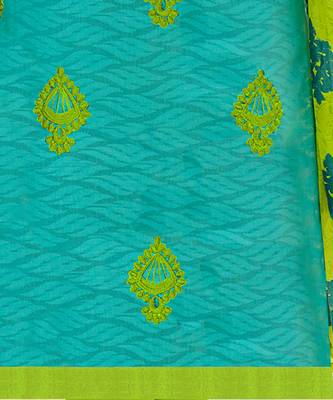 Turquoise embroidered cotton unstitched salwar 3