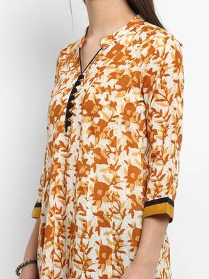Brown printed cotton kurtas-and-kurtis 2
