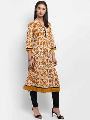 Brown printed cotton kurtas-and-kurtis 4