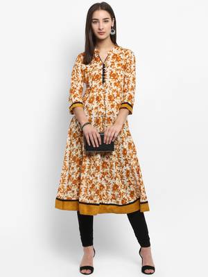 Brown printed cotton kurtas-and-kurtis 5