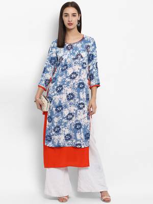 Blue embroidered rayon embroidered-kurtis 1