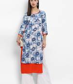 Blue embroidered rayon embroidered-kurtis