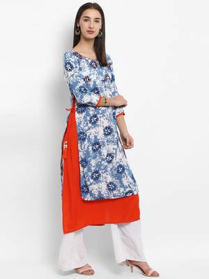 Blue embroidered rayon embroidered-kurtis 4
