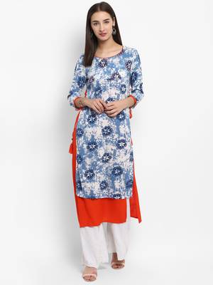 Blue embroidered rayon embroidered-kurtis 5