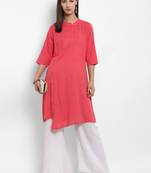Pink plain cotton kurtas-and-kurtis
