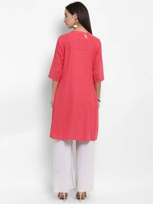 Pink plain cotton kurtas-and-kurtis 3