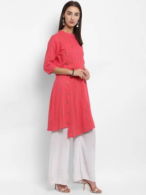 Pink plain cotton kurtas-and-kurtis 4