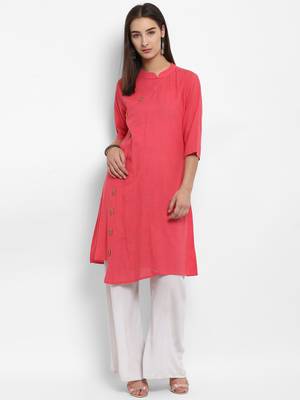 Pink plain cotton kurtas-and-kurtis 5