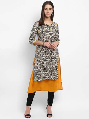 Brown embroidered rayon kurtas-and-kurtis 1