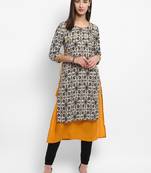 Brown embroidered rayon kurtas-and-kurtis