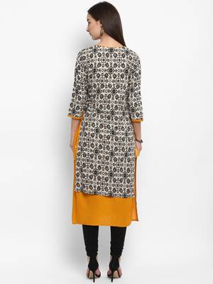 Brown embroidered rayon kurtas-and-kurtis 3