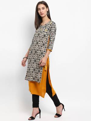 Brown embroidered rayon kurtas-and-kurtis 4