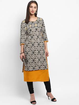 Brown embroidered rayon kurtas-and-kurtis 5