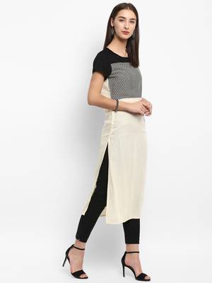 Cream printed rayon kurtas-and-kurtis 4