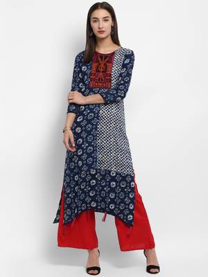 Indigo embroidered rayon embroidered-kurtis 1