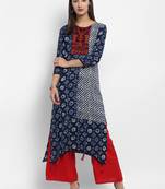 Indigo embroidered rayon embroidered-kurtis