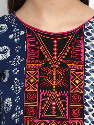 Indigo embroidered rayon embroidered-kurtis 2