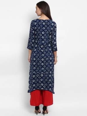 Indigo embroidered rayon embroidered-kurtis 3
