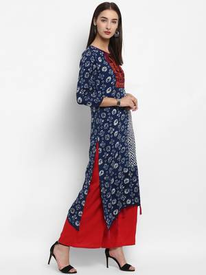 Indigo embroidered rayon embroidered-kurtis 4