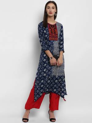 Indigo embroidered rayon embroidered-kurtis 5