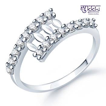 Sukkhi Rodium plated CZ Studded Ring 1