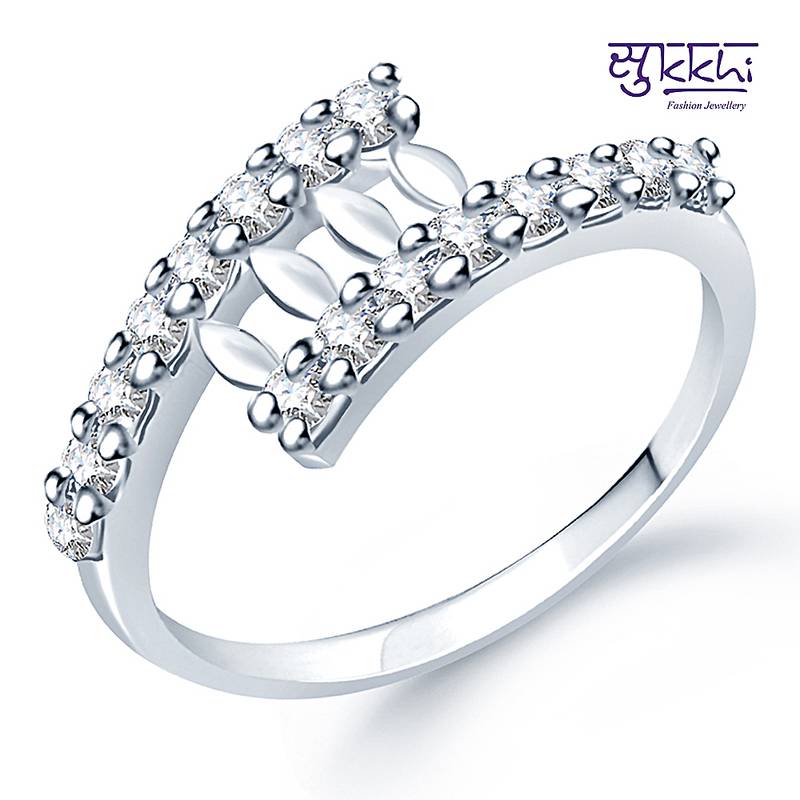 Sukkhi Rodium plated CZ Studded Ring