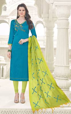 Blue embroidered cotton salwar 1