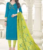 Blue embroidered cotton salwar