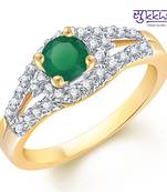Sukkhi  Gold  and Rodium plated CZ Studded Emerald Ring