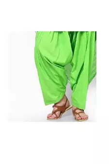 Parrot Green Solid Patiala Salwar With Dupatta - PAT3