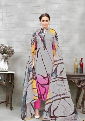 grey printed unstitched salwar kameez with dupatta 2