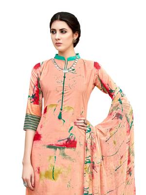 peach printed unstitched salwar kameez with dupatta 5