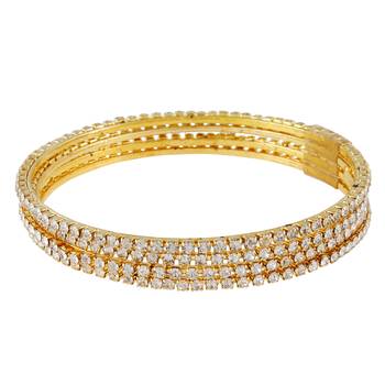 Sleek CZ 4pc Gold Plated Bangles 1
