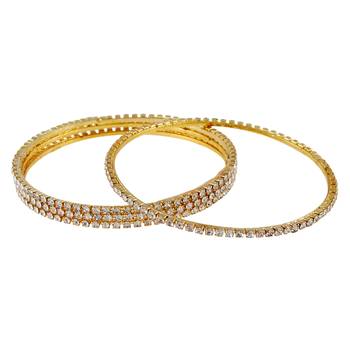 Sleek CZ 4pc Gold Plated Bangles 2