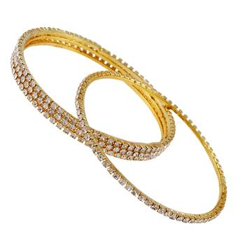 Sleek CZ 4pc Gold Plated Bangles 4