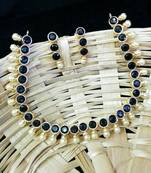 Black Colour Kundans Necklace Set