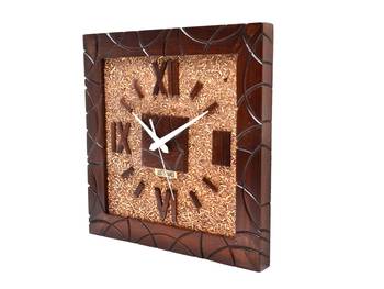 Hand Crafted Antique Square Shape Wooden Wall Clock 3