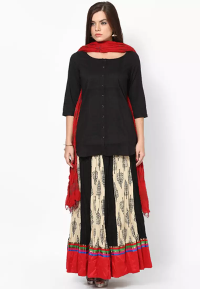 Red Hand Block Print Cotton Dupatta