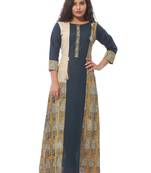 Blue printed cotton kurti