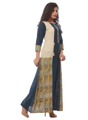 Blue printed cotton kurti 3
