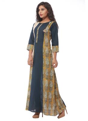 Blue printed cotton kurti 4