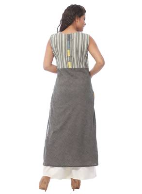 Grey printed cotton kurti 2