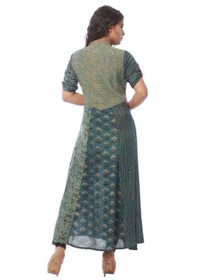 Blue printed rayon kurti 2