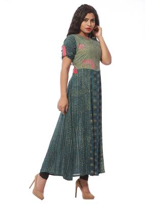Blue printed rayon kurti 3