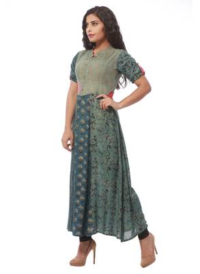 Blue printed rayon kurti 4