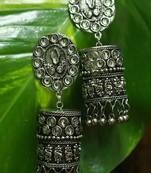 German Silver Crystal Jhumka