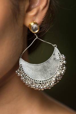 Kundan Siver Plated Light Weight Chandbaali 1