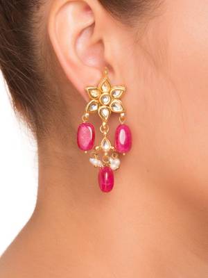Subrata Kundan And Red Onyx Studs 2