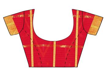 Red woven manipuri silk saree with blouse 4